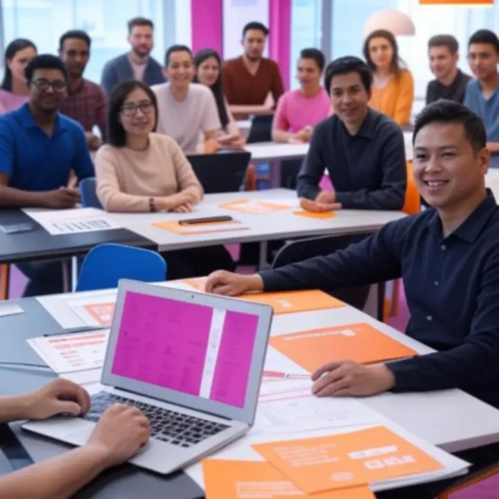 Zespół BrandMotionStudiio przy pracy w dynamicznej, kreatywnej przestrzeni biurowej.