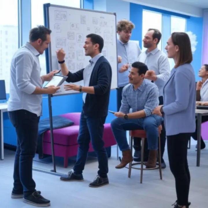 Zespół kreatywny BrandMotionStudiio współpracujący nad kampanią przy nowoczesnych stanowiskach